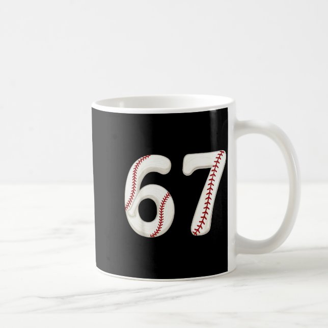 Taza De Café Baseball 67 Number Funny Six Seven Gen Alpha Meme  (Derecha)