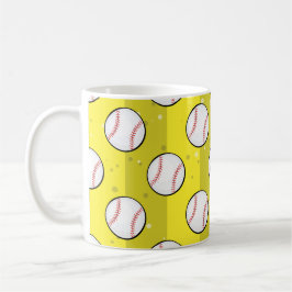 Taza De Café Baseball Balls - Seamless Pattern on Yellow Field