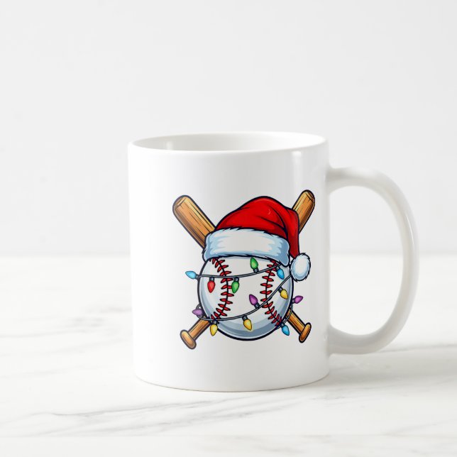 Taza De Café Baseball Christmas Lights Santa Christmas Baseball (Derecha)