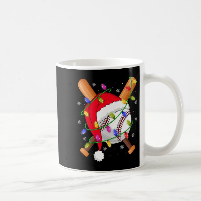 Taza De Café Baseball Christmas Lights Santa Hat Baseball Playe (Derecha)