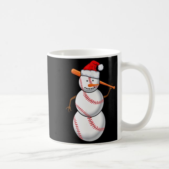 Taza De Café Baseball Fan Snowman Funny Christmas Gift  (Derecha)