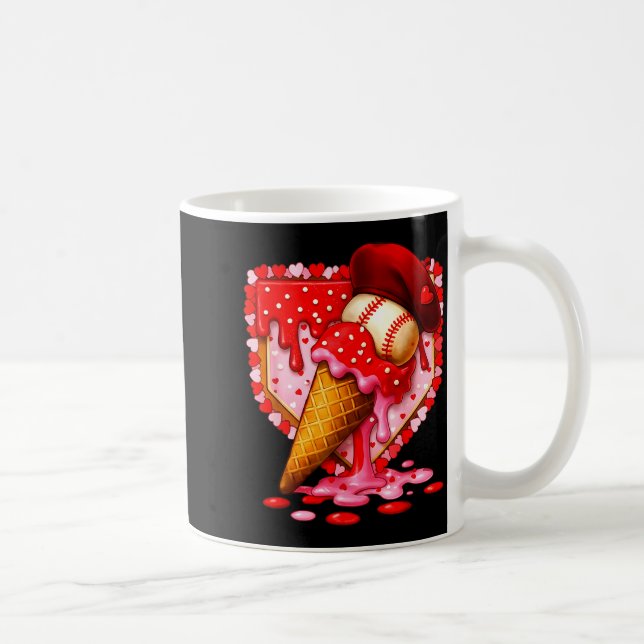 Taza De Café Baseball Heart Valentine Baseball Ice Cream Drip B (Derecha)