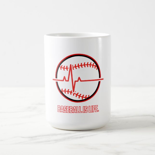 Taza De Café Baseball is Life Heartbeat Pulse Graphic (Centro)