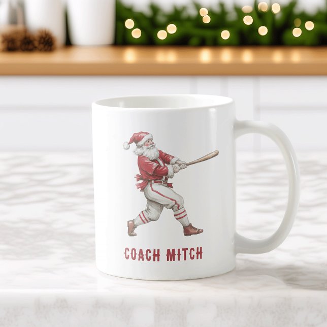 Taza De Café Baseball Santa Personalized Christmas (Subido por el creador)