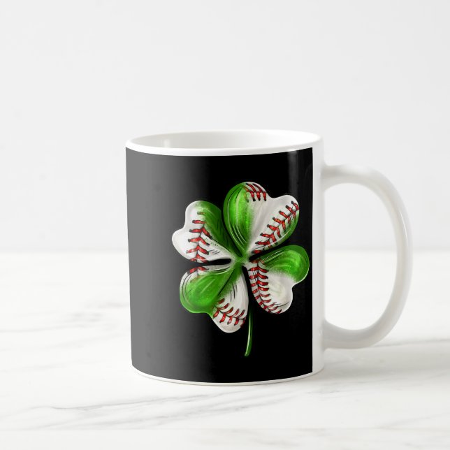 Taza De Café Baseball Shamrock St Patrick's Day Clover With Bas (Derecha)