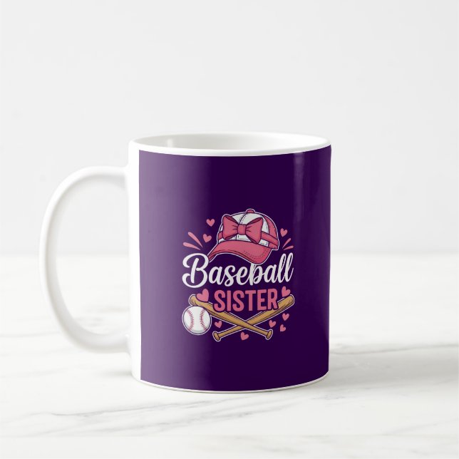Taza De Café Baseball Sister Pink Bow (Izquierda)