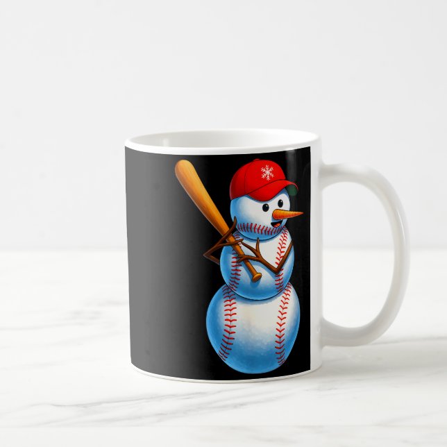 Taza De Café Baseball Snowman Merry Christmas Xmas Pajamas Men  (Derecha)