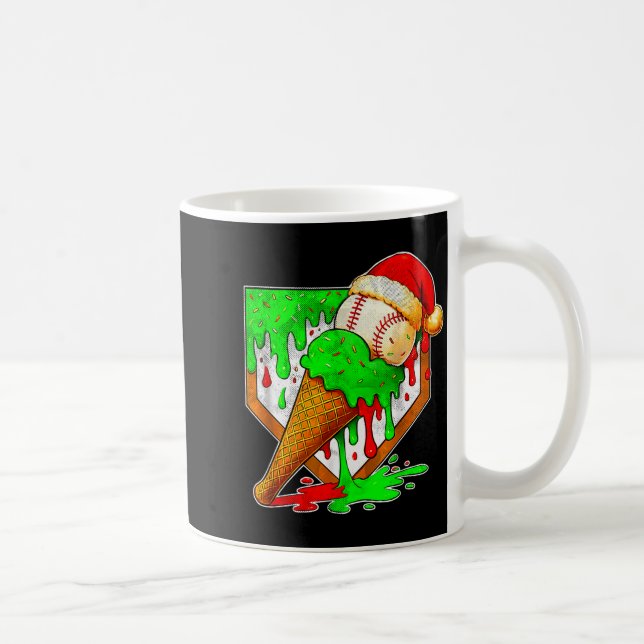 Taza De Café Baseball Xmas Christmas Baseball Ice Cream Drip Bo (Derecha)