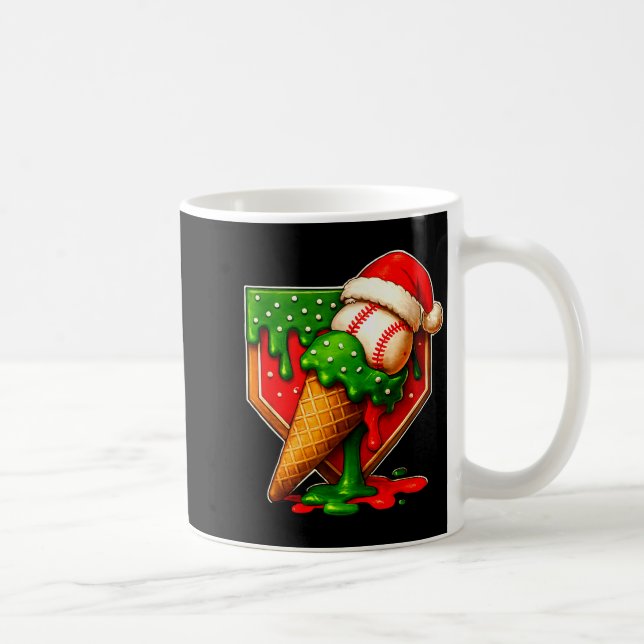Taza De Café Baseball Xmas Christmas Baseball Ice Cream Drip Bo (Derecha)