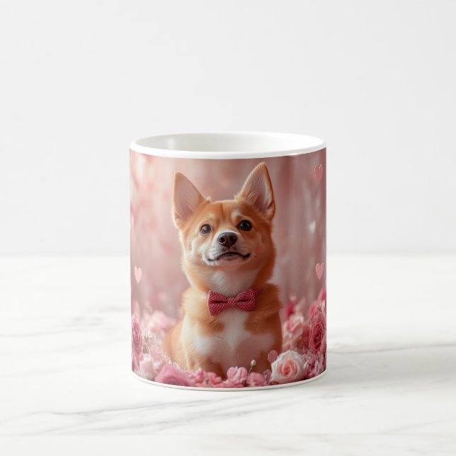 Taza De Café Basenji con Rosas - Día de San Valentín (Centro)
