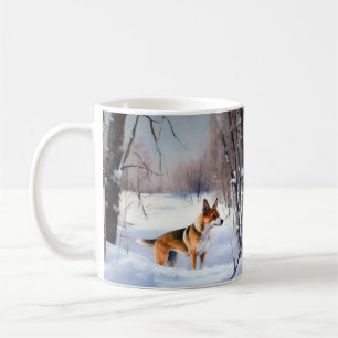 Taza De Café Basenji deja que nieve Navidades