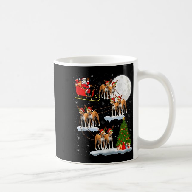 Taza De Café Basenji Dog Santa Sleigh Flying Funny Magical Chri (Derecha)