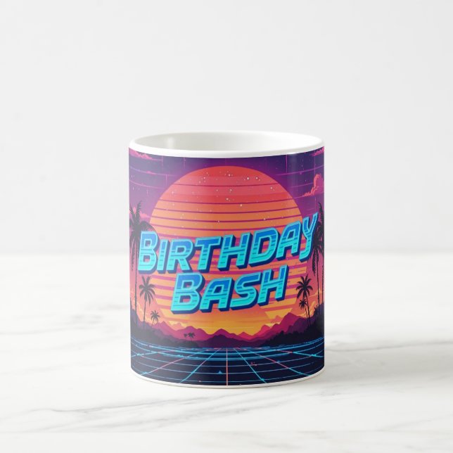 Taza De Café Bash Coffee Mug de cumpleaños Synthwave de los año (Centro)