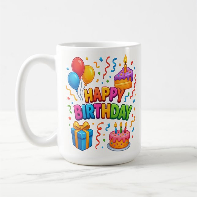Taza De Café Bash de cumpleaños: Mug de celebración de Confetti (Izquierda)