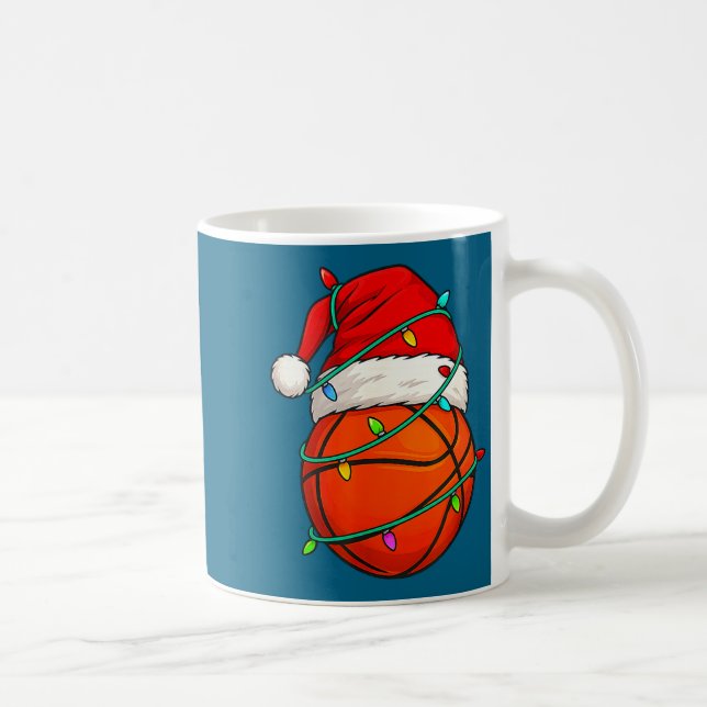 Taza De Café Basketball With Santa Hat Funny Christmas Xmas Gif (Derecha)