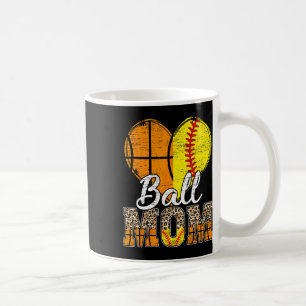 Taza De Café Básquetbol Mamá Corazón Softball Mamá Leopard Madr