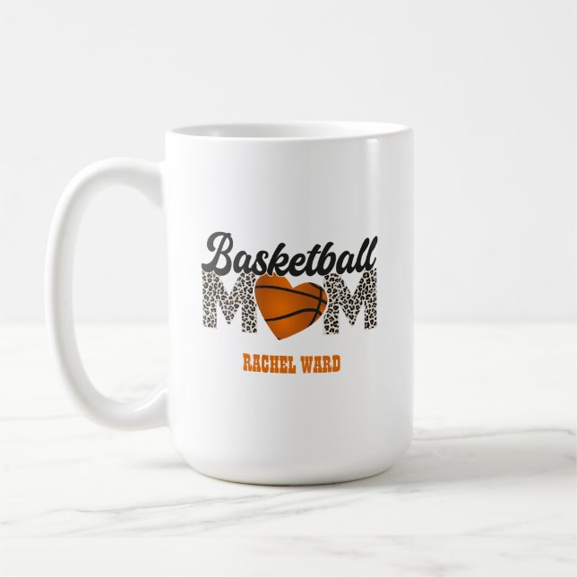 Taza De Café Básquetbol Mamá Mug, diseño diferente frontal y po (Izquierda)