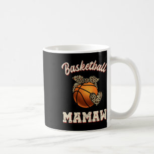 Taza De Café Básquetbol Mamaw Bandana Leopard Heart Fans Madre