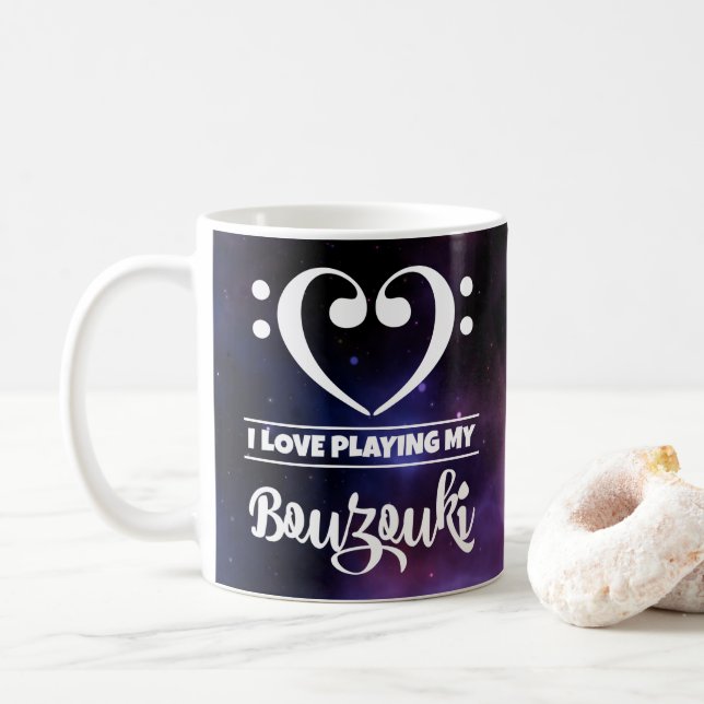 Taza De Café Bass Clef Heart Purple Nebula Love Bouzouki (Con donut)