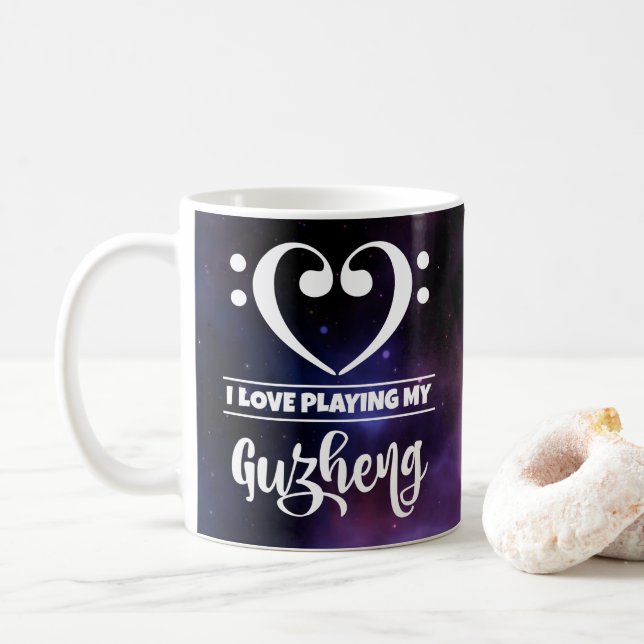 Taza De Café Bass Clef Heart Purple Nebula Love Guzheng (Con donut)