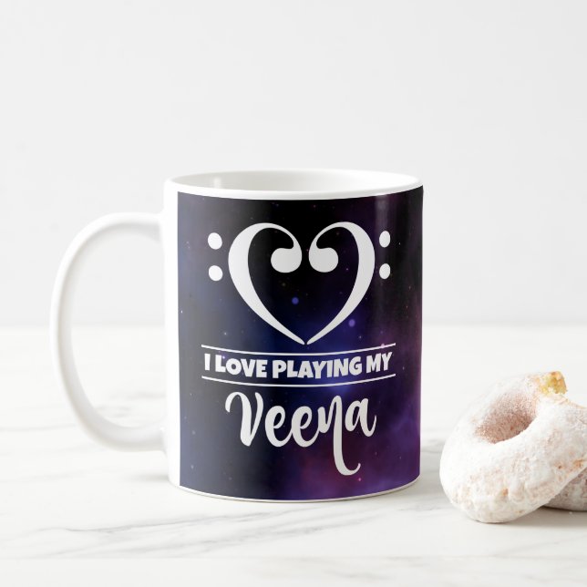 Taza De Café Bass Clef Heart Purple Nebula Love Veena (Con donut)