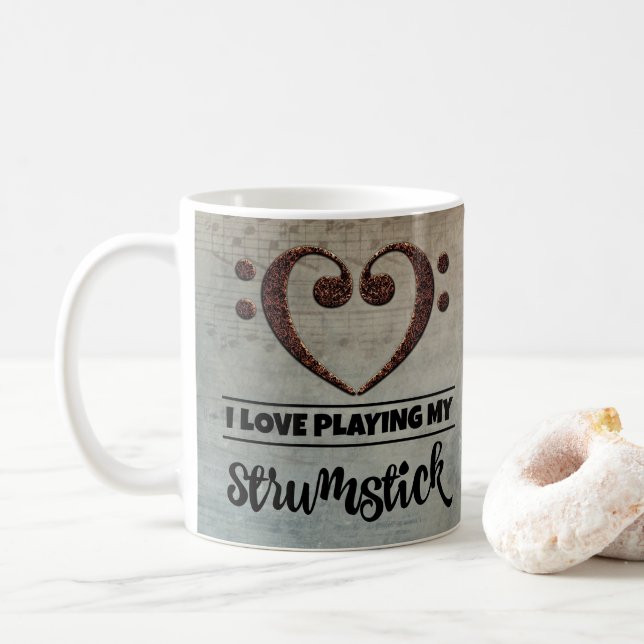 Taza De Café Bass Clef Heart Vintage Sheet Music Strumstick (Con donut)