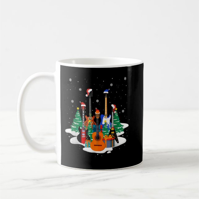Taza De Café Bass Guitar Santa Hat Guitar Lover Música Navidad (Izquierda)