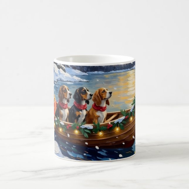 Taza De Café Basset Hound Christmas Boat Holiday (Centro)