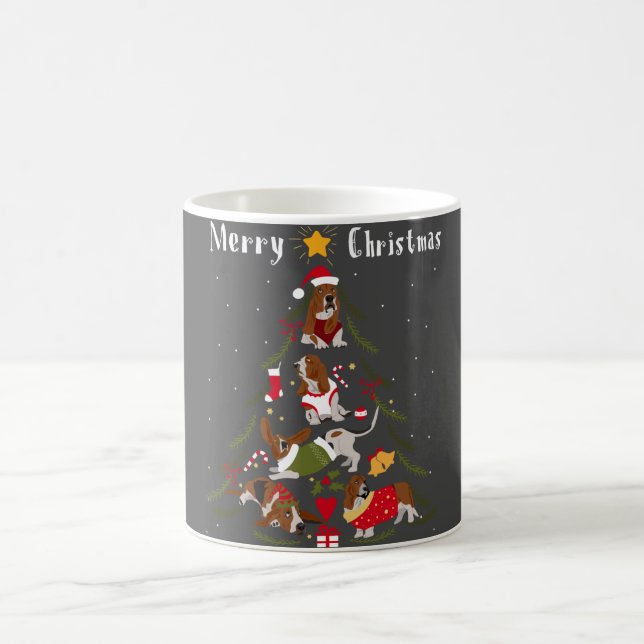 Taza De Café Basset Hound Christmas Tree Xmas Dog Lover (Centro)