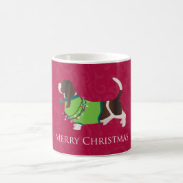 Taza De Café Basset Hound Merry Christmas Design