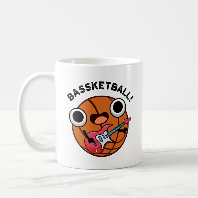 Taza De Café Bassketball Funny Baloncesto Music Pun (Izquierda)
