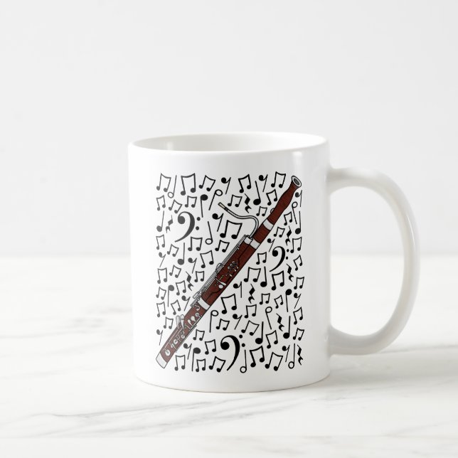Taza De Café Bassoon Con Notas Musicales, Músico Woodwind (Derecha)