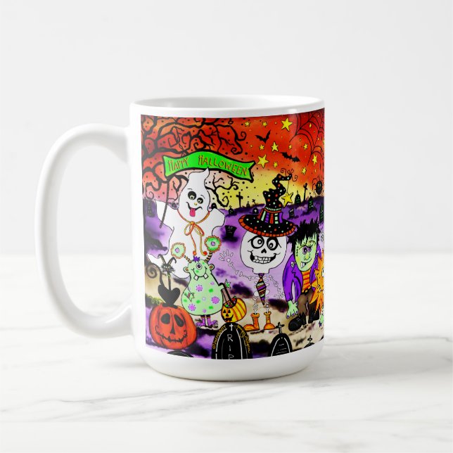 Taza De Café Bastante lindo o tratamientos Halloween Fun fantas (Izquierda)