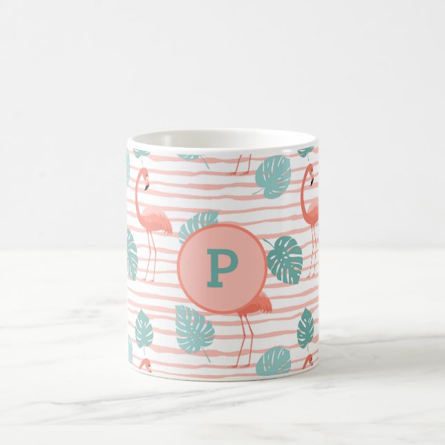 Taza De Café Bastantes flamencos en el fondo rosado y verde de  (Centro)