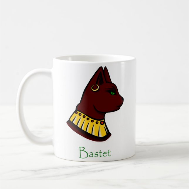 Taza De Café Bastet - Antigua Diosa Egipcia (Nombrada) (Izquierda)