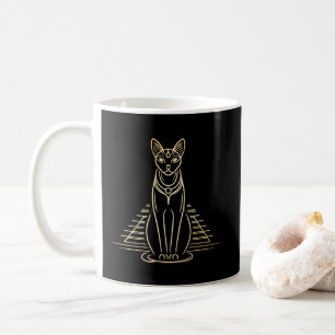 Taza De Café Bastet, diosa gata egipcia frente a una pirámide