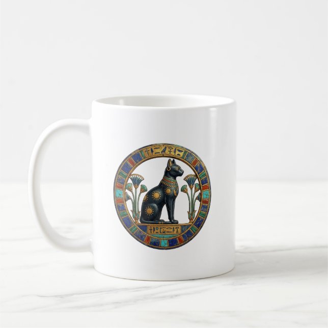 Taza De Café Bastet Sagrada: Diosa Gata del Antiguo Egipto (Izquierda)