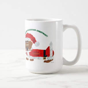 Taza De Café Bastón de caramelo del Dachshund Santa