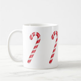 Taza De Café Bastón de caramelo rojo blanco rayas sobre acuarel