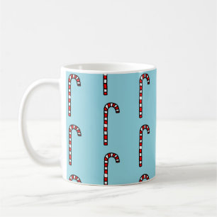 Taza De Café Bastones de Caramelo sobre Fondo Azul