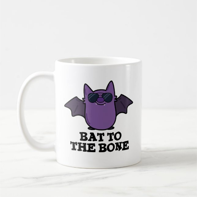 Taza De Café Bat To The Bone Funny Animal Pun (Izquierda)