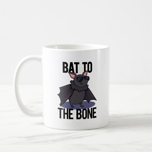 Taza De Café Bat To The Bone Funny Animal Pun (Izquierda)