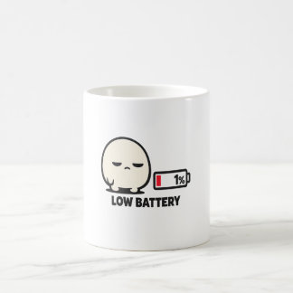 Taza De Café Batería Baja 1% - Minimalista Personaje Lindo Cans