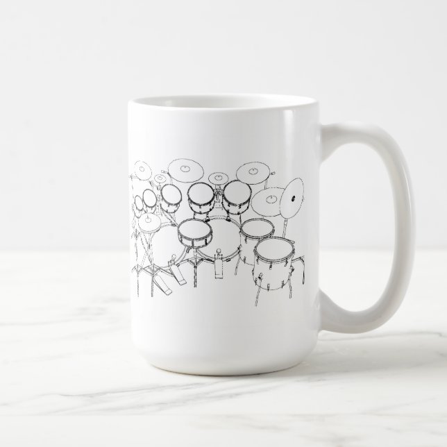 Taza De Café Batería de 10 pedazos: Dibujo negro y blanco: (Derecha)