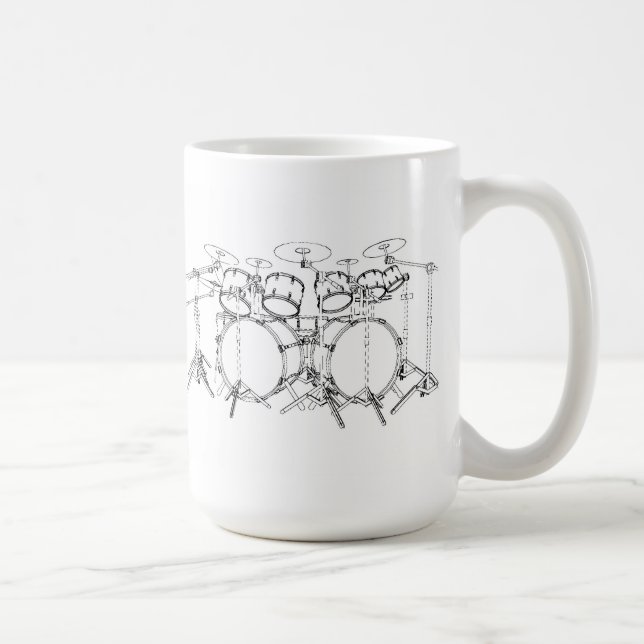 Taza De Café Batería de 10 pedazos: Dibujo negro y blanco: (Derecha)