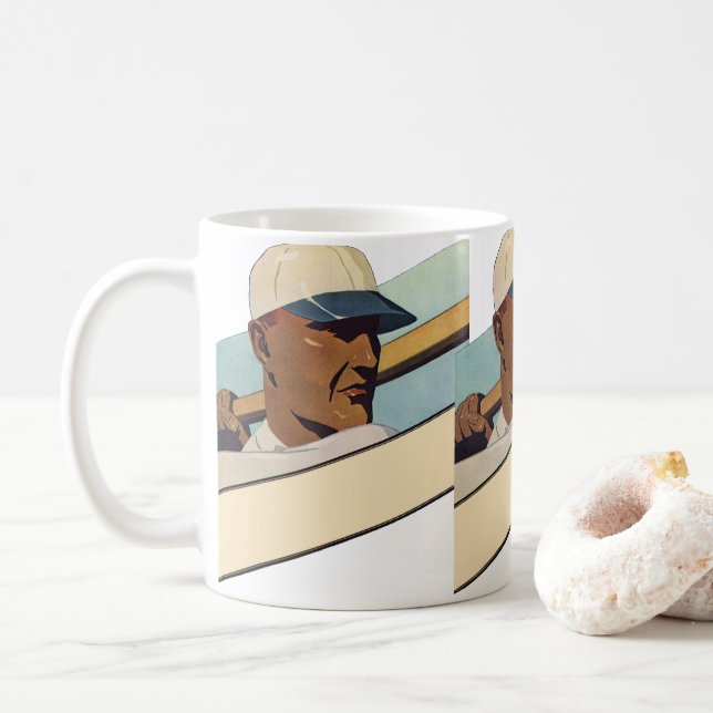 Taza De Café Batería de béisbol para deportes de época, arte es (Con donut)