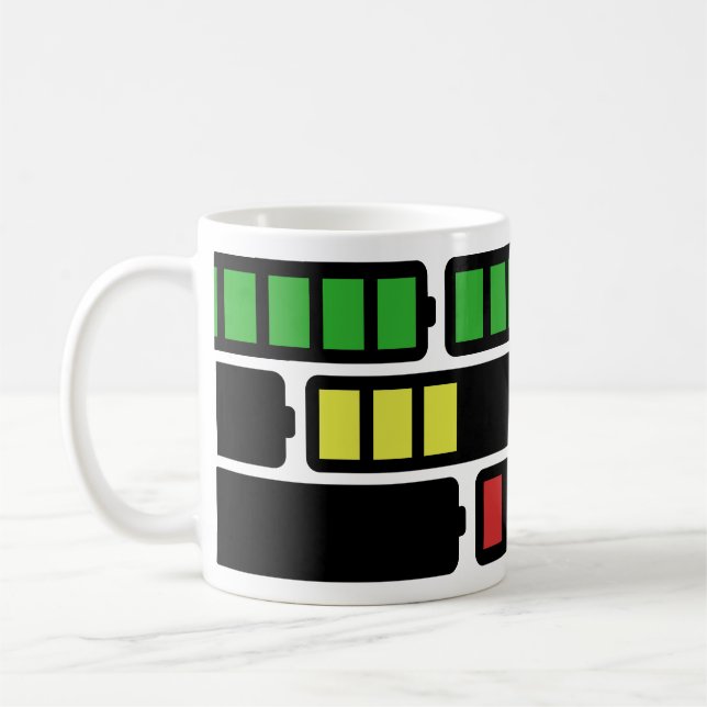 Taza De Café Batería de carga Café Verde Rojo Caffeine Mug (Izquierda)