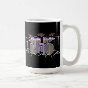 Taza De Café Batería: Kit de batería púrpura y blanco: modelo 3