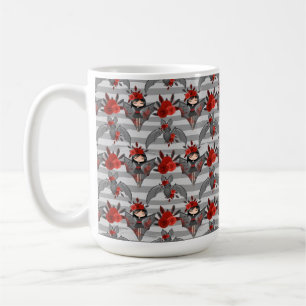 TAZA DE CAFÉ BATERÍA NEGRA ADORABLE HALLOWEB CON FLORES ROJOS