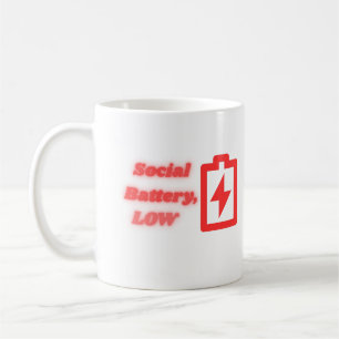Taza De Café Batería Social Baja Introvertido Divertido Minimal
